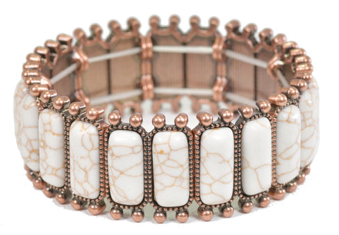 THE LUXE NK GLAM FLY  WESTERN GIRL RECTANGULAR TURQUOISE STONE STRETCH BRACELET -VOLUME 1