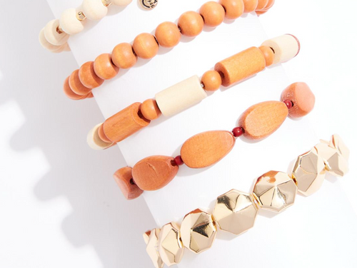 THE LUXE NK GLAM CLASSY LUXURY JEWELRY COLLECTION - THE GLAM GIRL FASHION DESIGNER WOOD BRACELET EARRINGS - VOLUME 1