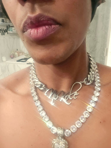The LUXE NK CUSTOM RHINESTONE INITIAL TENNIS NECKLACE SET-ICE123