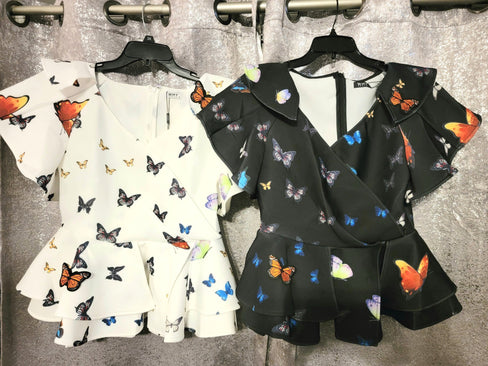 THE LUXE NK GLAM BUTTERFLY PEPLUM DRESS TOP - NKBFTOP