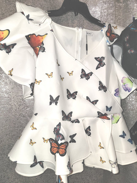 THE LUXE NK GLAM BUTTERFLY PEPLUM DRESS TOP - NKBFTOP