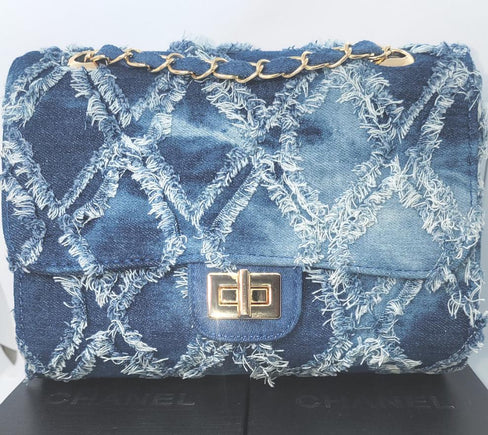 THE LUXE NK GLAM DISTRESS DEMIN HANDBAG - NKHB104