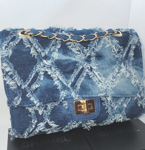 THE LUXE NK GLAM DISTRESS DEMIN HANDBAG - NKHB104