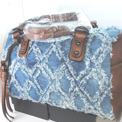 THE LUXE NK GLAM DISTRESS DEMIN HANDBAG - NKHB104