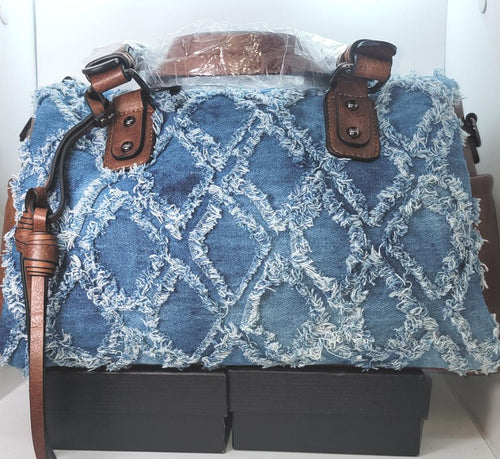 THE LUXE NK GLAM DISTRESS DEMIN HANDBAG - NKHB104