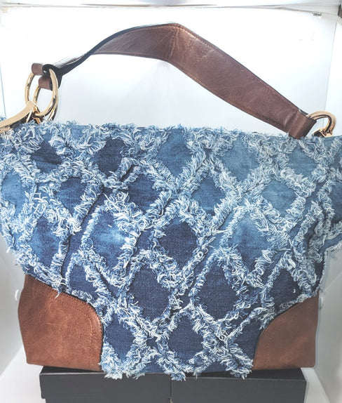 THE LUXE NK GLAM DISTRESS DEMIN HANDBAG - NKHB104