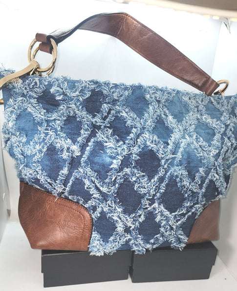 THE LUXE NK GLAM DISTRESS DEMIN HANDBAG - NKHB104