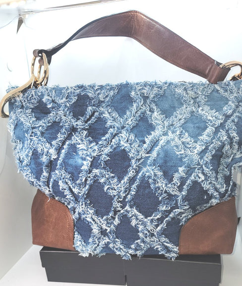 THE LUXE NK GLAM DISTRESS DEMIN HANDBAG - NKHB104