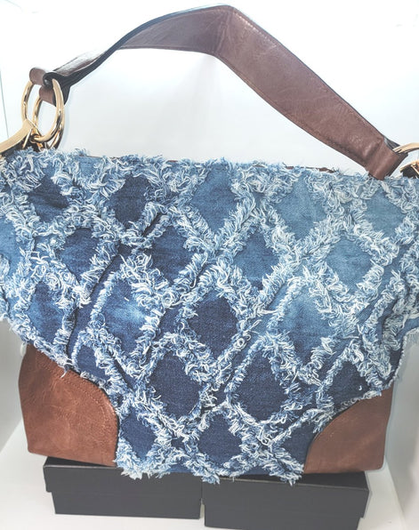 THE LUXE NK GLAM DISTRESS DEMIN HANDBAG - NKHB104