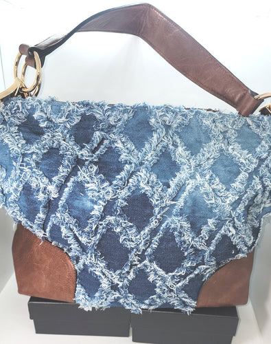 THE LUXE NK GLAM DISTRESS DEMIN HANDBAG - NKHB104