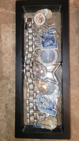 THE LUXE NK GLAM CUSTOM RHINESTONE BLING CHARM BRACELET- CHARMS100