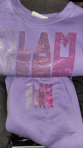 THE LUXE NK GLAM BLING CROP TOP JOGGER SET - GLAM108