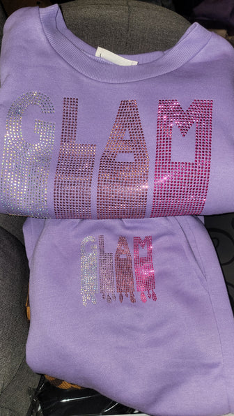 THE LUXE NK GLAM BLING CROP TOP JOGGER SET - GLAM108