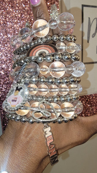 THE LUXE NK GLAM GIRL LUXURY JEWELRY COLLECTION - ACRYLIC STRETCHABLE STACK BRACELET SET - CB1035