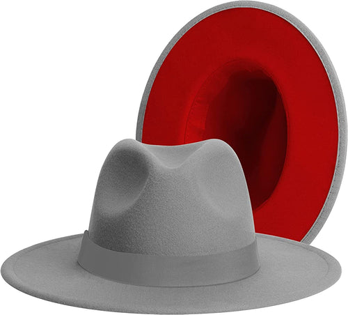 THE LUXE NK GLAM CLASSIC WIDE BRIM GREY FEDORA HAT- NK50B