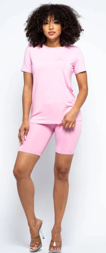 THE LUXE NK GLAM ACTIVE & LOUNGE WEAR COLLECTION - SUPER SOFT AND STRETCHY SOLID BIKER SHORT SET - SET201