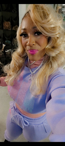 THE LUXE NK GLAM BLING CROP TOP JOGGER SET - GLAM108