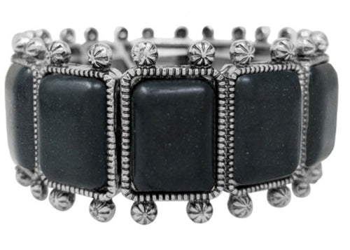 THE LUXE NK GLAM FLY  WESTERN GIRL RECTANGULAR TURQUOISE STONE STRETCH BRACELET -VOLUME 1