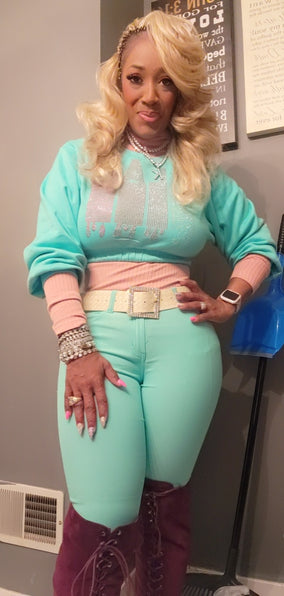 THE LUXE NK GLAM BLING CROP TOP JOGGER SET - GLAM108