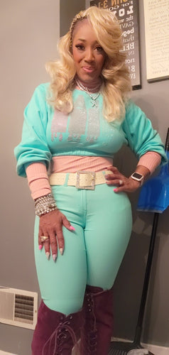 THE LUXE NK GLAM BLING CROP TOP JOGGER SET - GLAM108