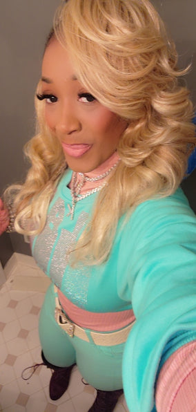 THE LUXE NK GLAM BLING CROP TOP JOGGER SET - GLAM108