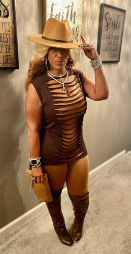 THE LUXE NK GLAM DISTRESS RIPPED OVERLAY TOP - NK159