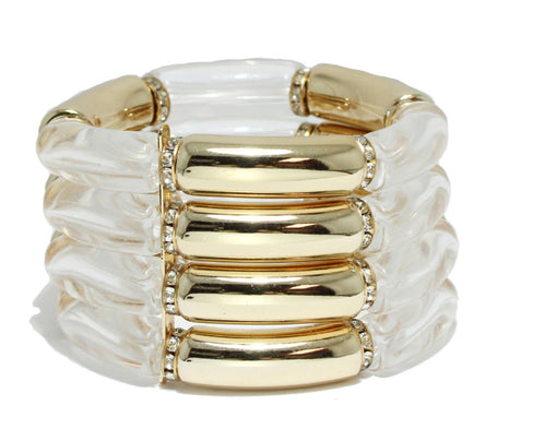 THE LUXE NK GLAM GIRL LUXURY JEWELRY COLLECTION - ACRYLIC STRETCHABLE STACK BRACELET SET - CB1035