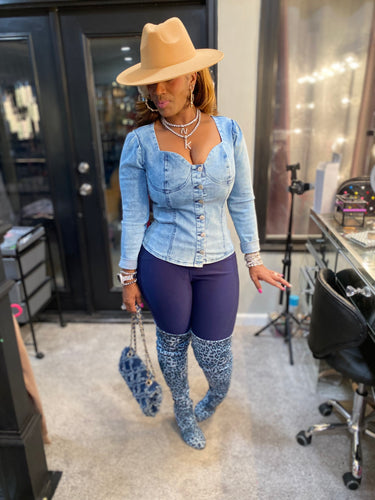 THE LUXE NK GLAM DENIM TOP - NK98