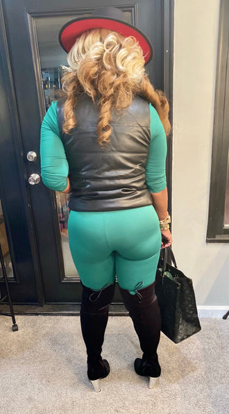 THE LUXE NK GLAM FAUX LEATHER PUFF VEST - NK155