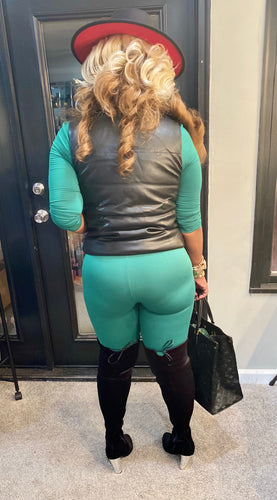 THE LUXE NK GLAM FAUX LEATHER PUFF VEST - NK155