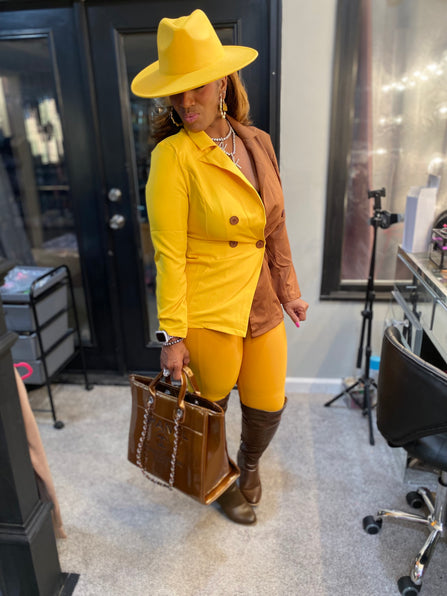 THE LUXE CLASSIC NK MUSTARD TWO TONE PANT SET-NK111