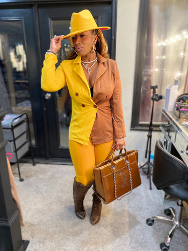 THE LUXE CLASSIC NK MUSTARD TWO TONE PANT SET-NK111