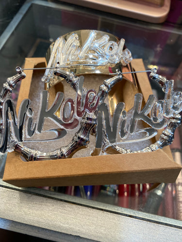 THE LUXE NK GLAM CUSTOM 2 TONE ACRYLIC GOLD BAMBOO HOOP EARRINGS - CUSTOM3