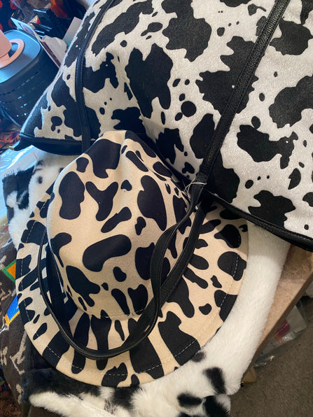 THE LUXE NK GLAM COW PUNCHO AND HAT SET - COWPRINT
