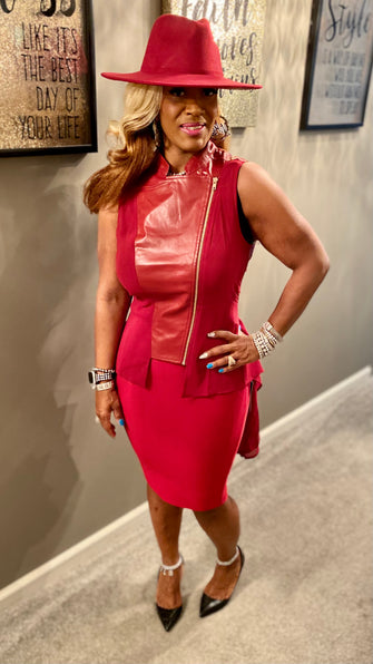 THE LUXE NK GLAM FAUX LEATHER ZIP TOP - NKA200