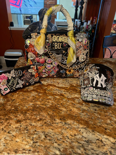 THE LUXE NK GLAM GIRL LUXURY CUSTOM CHUNKY JUNK SPEEDY HANDBAG- JUNK