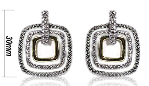 THE LUXE NK GLAM GIRL LUXURY JEWELRY COLLECTION - NK GLAM SQUARE ROPE RHINESTONE EARRINGS -