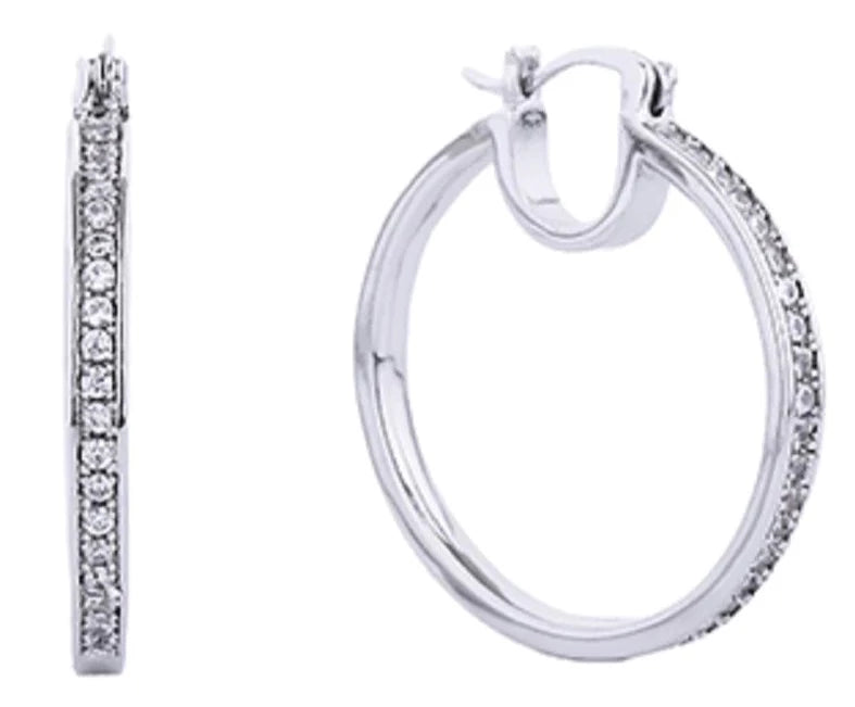 THE LUXE NK GLAM GIRL JEWELRY COLLECTION - SILVER / GOLD TEXTURED HOOPS - FE1010