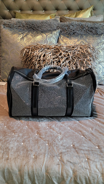 THE LUXE NK GLAM GIRL LUXURY HANDBAG COLLECTION - GLAM GIRL RHINESTONE MINI DUFFLE WEEKENDER - NKRD500