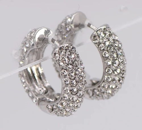 THE LUXE NK GLAM GIRL LUXURY JEWELRY COLLECTION- NK RHINESTONE HUGGIE HOOP EARRINGS- E1496