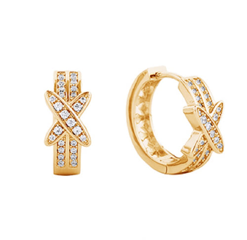THE LUXE NK GLAM GIRL JEWELRY COLLECTION - SILVER / GOLD TEXTURED HOOPS - FE1010