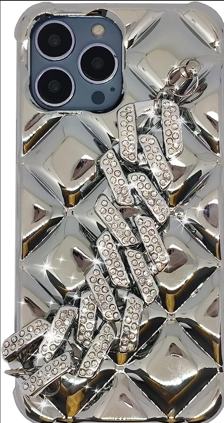 THE LUXE NK GLAM GIRL CELL PHONE CASE COLLECTION - GLAMOUR GIRL RHINESTONE CUBAN LINK CASE