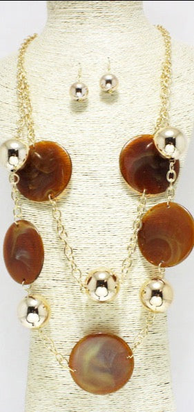 THE LUXE NK GLAM CHUNKY BALL ACCENT DOUBLE LAYER NECKLACE-YNE4093