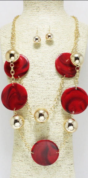 THE LUXE NK GLAM CHUNKY BALL ACCENT DOUBLE LAYER NECKLACE-YNE4093