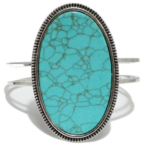 THE LUXE NK GLAM FLY WESTERN GLAM GIRL BIG TURQUOISE STONE BANGLE BRACELET - VOLUME2