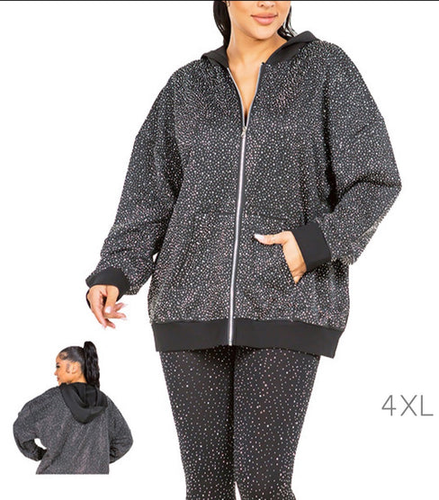 THE LUXE NK GLAM GIRL APPAREL COLLECTION - NK GLAM FLY GIRL RHINESTONE HOODIE JACKET -RHJ