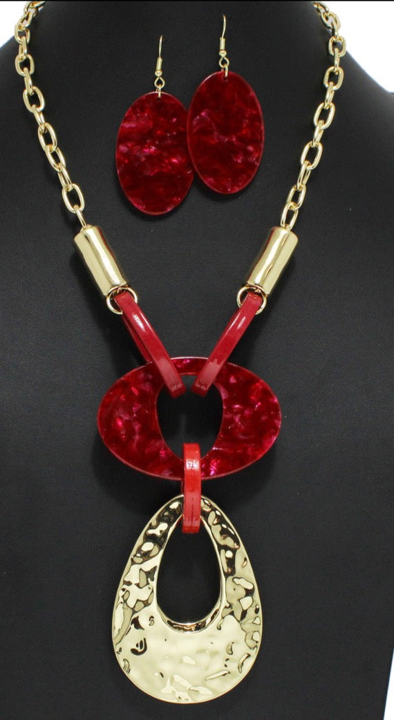 THE LUXE NK GLAM GIRL CLASSIC HAMMERED GEOMETRIC ACRYLIC NECKLACE-YNE4817