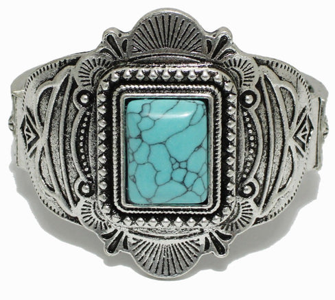 THE LUXE NK GLAM FLY WESTERN GIRL TURQUOISE PRECIOUS STONE STRETCH BRACELET - SBTQ254