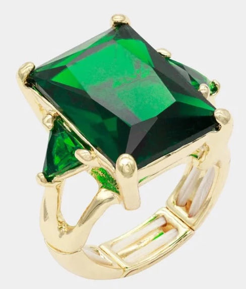 THE LUXE NK GLAM GIRL LUXURY JEWELRY COLLECTION - NK BIG RHINESTONE DIAMOND STRETCH RING - 2220