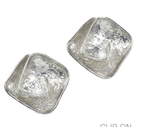 THE LUXE NK GLAM GIRL LUXURY JEWELRY COLLECTION - SILVER & GOLD CROSS OVER CLIP ON EARRINGS - E33835